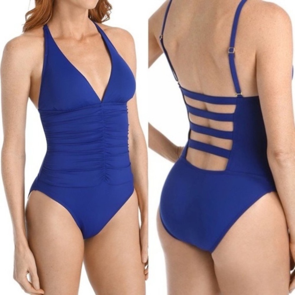 La Blanca Island Convertible Strap Mio Swimsuit Royal cobalt blue size‎ 10 beach